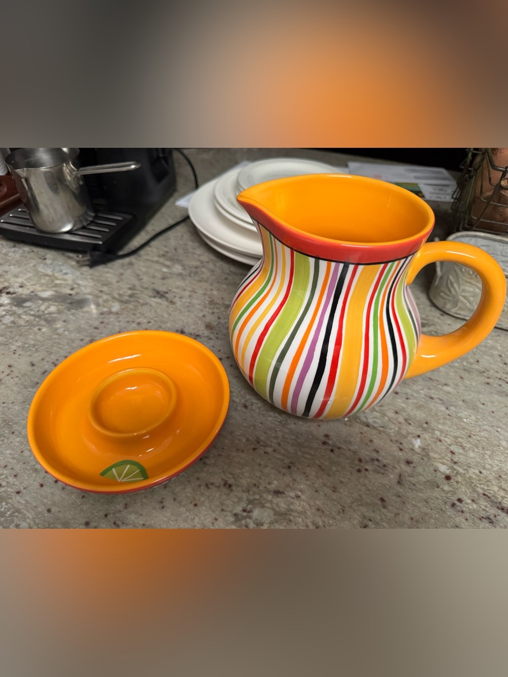 NWT Crate&Barrel Pitcher and Salter in “Mambo Margarita” print